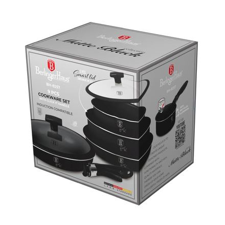 Sada nádobí s titanovým povrchem Berlingerhaus BH-8257 9 ks Matte Black Collection (8)