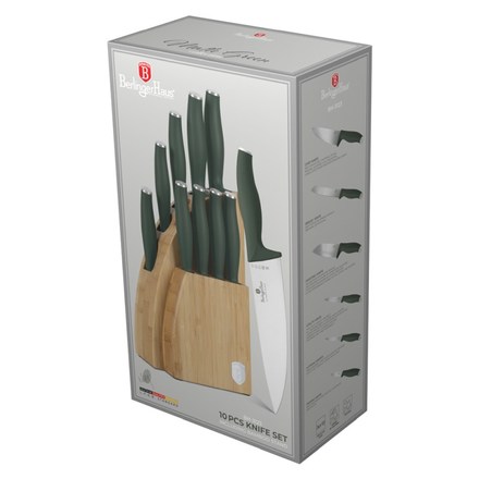 Sada nožů Berlingerhaus BH-3123 se stojanem BAMBOO 10 ks Matte Green Collection (1)