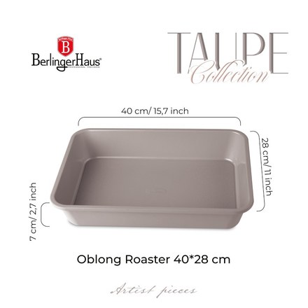 Plech na pečení hluboký s titanovým povrchem Berlingerhaus BH-7903 40 x 28 cm Taupe Collection (1)
