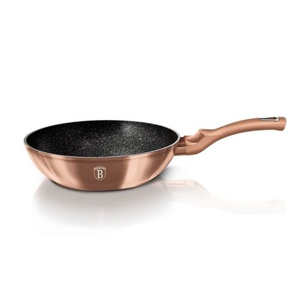 WOK pánev s mramorovým povrchem Berlingerhaus BH-1512 28 cm Rosegold Metallic Line
