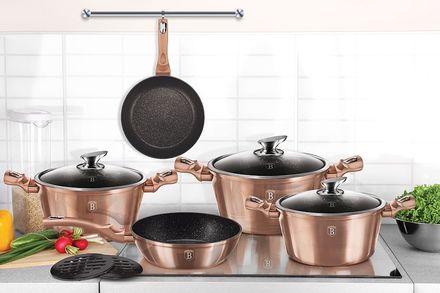 WOK pánev s mramorovým povrchem Berlingerhaus BH-1512 28 cm Rosegold Metallic Line (8)