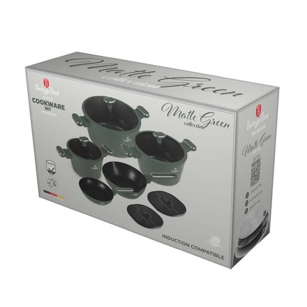 Sada nádobí s titanovým povrchem Berlingerhaus BH-8207 10 ks Matte green Collection (1)