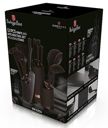 Sada nožů Berlingerhaus BH-6254 a kuchyňského náčiní ve stojanu 12 ks Black Rose Collection (4)