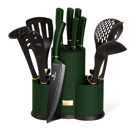 Sada nožů Berlingerhaus BH-6250 a kuchyňského náčiní ve stojanu 12 ks Emerald Collection