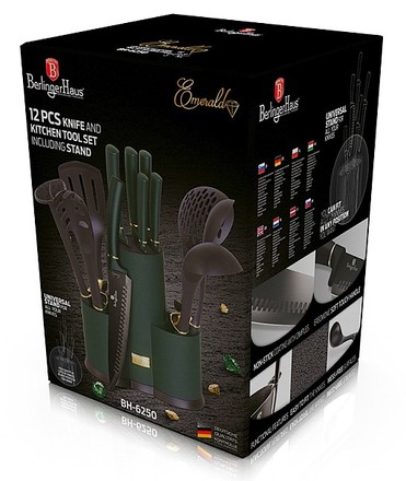 Sada nožů Berlingerhaus BH-6250 a kuchyňského náčiní ve stojanu 12 ks Emerald Collection (3)