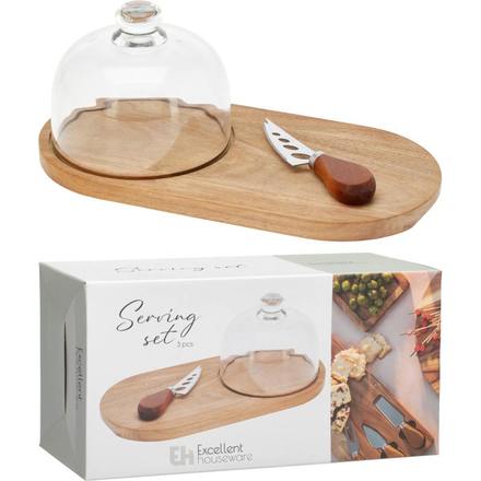 Servírovací sada Excellent KO-278001200 na akátovém podnose sada 3 ks (1)