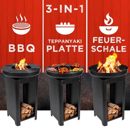 Přenosné zahradní ohniště Edco ED-229074 s grilem a stojanem TEPPANYAKI (1)