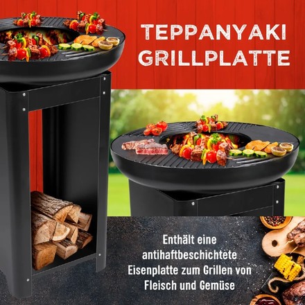 Přenosné zahradní ohniště Edco ED-229074 s grilem a stojanem TEPPANYAKI (8)