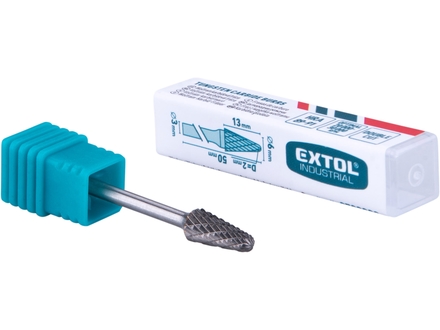 Fréza Extol Industrial 8703883 fréza karbidová, konická zakulacená, 6x13mm, ⌀stopky 3mm, sek střední (double-cut) (1)