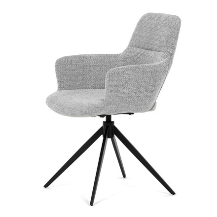 Moderní jídelní židle Autronic šedá látka, 360° vratný mechanismus, černý kov (DCH-D1320 GREY2) (3)