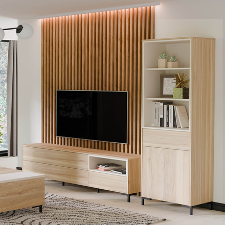 Vitrína Forte GALACTIQUE CNF2R711R-M845 dub / písková (2*Karton) (5)