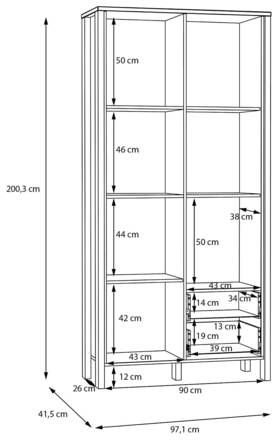 Vitrína Forte SAITAMA SQMV721R-M826 dub/světle šedá (3*Karton) (4)