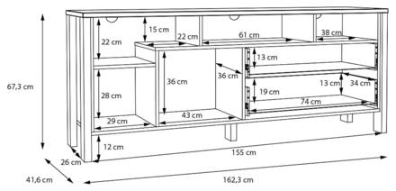 Televizní stolek Forte SAITAMA SQMT221R-M826 (2*Karton) (4)