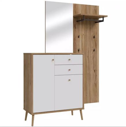 Předsíňová stěna Forte WHENUA WQND01-M884 dub/bílá (2*Karton)