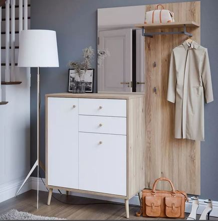 Předsíňová stěna Forte WHENUA WQND01-M884 dub/bílá (2*Karton) (2)