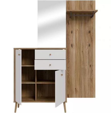 Předsíňová stěna Forte WHENUA WQND01-M884 dub/bílá (2*Karton) (1)