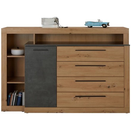 Komoda Forte CHANTON BLQK351L-C772 šedá/dub