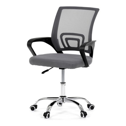 Kancelářská židle Autronic Židle kancelářská, šedý mesh, černý plast, chromový kříž (KA-L103 GREY)
