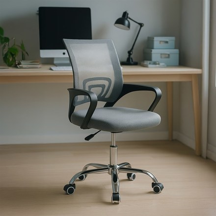 Kancelářská židle Autronic Židle kancelářská, šedý mesh, černý plast, chromový kříž (KA-L103 GREY) (1)