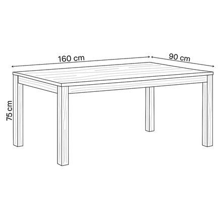 Moderní jídelní stůl Autronic Jídelní stůl 160x90x75, masiv dub bílý, povrchová úprava olejem, nohy 8x8 cm (DS-H160 DUB) (12)