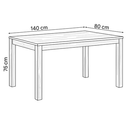 Moderní jídelní stůl Autronic 140x80x75, masiv dub bílý, povrchová úprava olejem, nohy 8x8 cm (DS-H140 DUB) (12)
