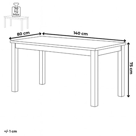 Moderní jídelní stůl Autronic 140x80x75, masiv dub bílý, povrchová úprava olejem, nohy 8x8 cm (DS-H140 DUB) (13)