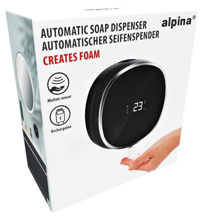 Bezdotykový dávkovač mýdla Alpina ED-233367stri automatický černá / stříbrná (1)