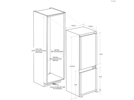 Vestavná kombinovaná chladnička Haier HBW7519C (1)