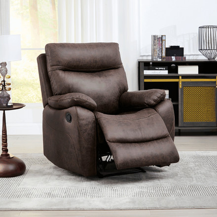 TV a relaxační křeslo Autronic s manuálním ovládáním, potah hnědá látka v dekoru vintage (TV-4092 BR3) (1)