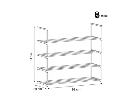 Botník Autronic Botník, 4 police, černý kov (GD-406 BK) (5)