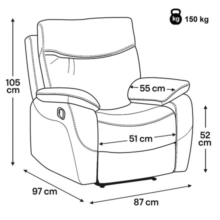 TV a relaxační křeslo Autronic s manuálním ovládáním, potah lanýžová látka v dekoru vintage (TV-4092 LAN3) (27)