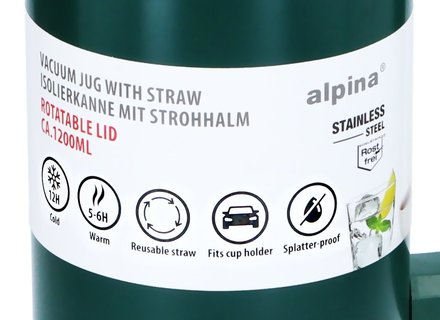 Termohrnek Alpina ED-227090zele dvoustěnný z nerezové oceli 1,2 l zelená (1)