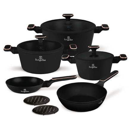Sada nádobí s titanovým povrchem Berlingerhaus BH-8362 10 ks Black Rose Collction