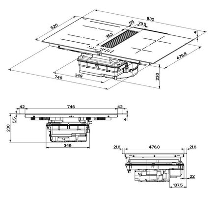 Indukční varná deska s integrovaným odsavačem par Faber GALILEO LINEAR F83 (4)