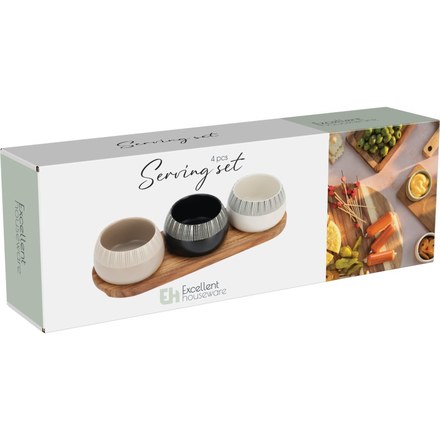 Sada misek Excellent KO-210001240 na pochutiny servírovací s prkénkem 3 ks