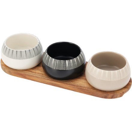 Sada misek Excellent KO-210001240 na pochutiny servírovací s prkénkem 3 ks (1)