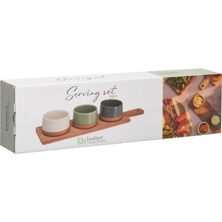 Sada misek Excellent KO-210001110 na pochutiny servírovací s prkénkem 3 ks