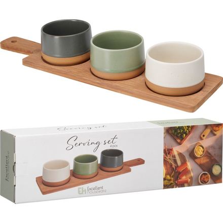 Sada misek Excellent KO-210001110 na pochutiny servírovací s prkénkem 3 ks (2)