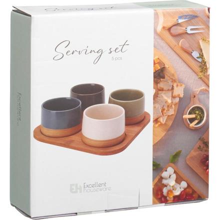 Sada misek Excellent KO-210001090 na pochutiny servírovací s prkénkem 4 ks
