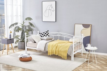 Rozkládací postel s výsuvem další matrace Halmar ARIZA bílá (1)