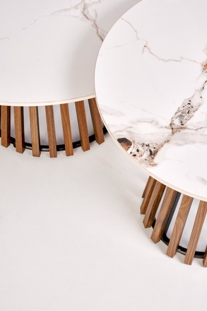 Konferenční stolek Halmar CARINA béžová mramor  ořech (2p=1szt) (5)