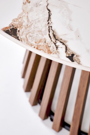 Konferenční stolek Halmar CARINA béžová mramor  ořech (2p=1szt) (9)