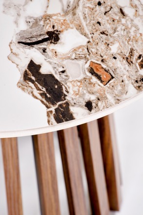 Konferenční stolek Halmar CARINA_S béžová mramor  ořech (2p=1szt) (3)