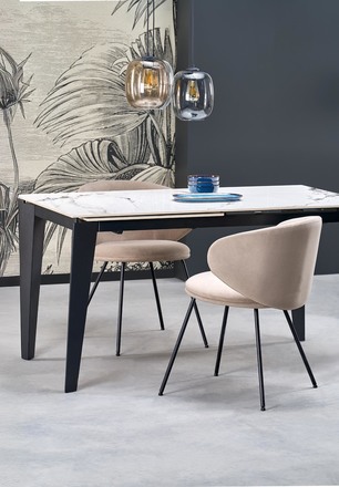 Moderní jídelní stůl s rozkladem Halmar FELIX pracovní deska - bílá mramor, nohy - černá (2p=1szt) (13)