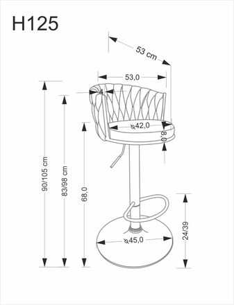 Barová židle Halmar H125 nohy - černá, sedadlo - béžová (1p=2szt)
