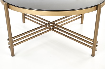 Konferenční stolek Halmar ISMENA nohy - zlatá, pracovní deska - černá (1p=1szt) (4)