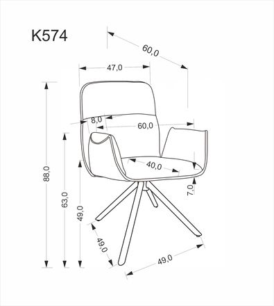 Moderní jídelní židle Halmar K574 popelavá (1p=2szt) (7)