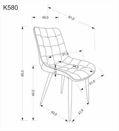 Moderní jídelní židle Halmar K580 béžová (1p=4szt) (2)