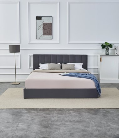 Manželská postel s boxem na ložní prádlo Halmar KATARINA popelavá (2 Karton)