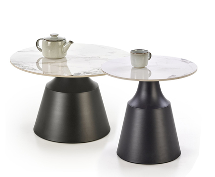 Sestava dvou konferenčních stolků Halmar MAGNETA bílá mramor černá (2p=1szt) (1)
